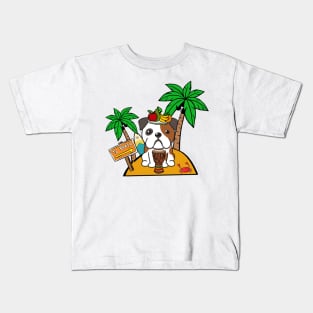 Funny english bulldog is on a deserted island Kids T-Shirt